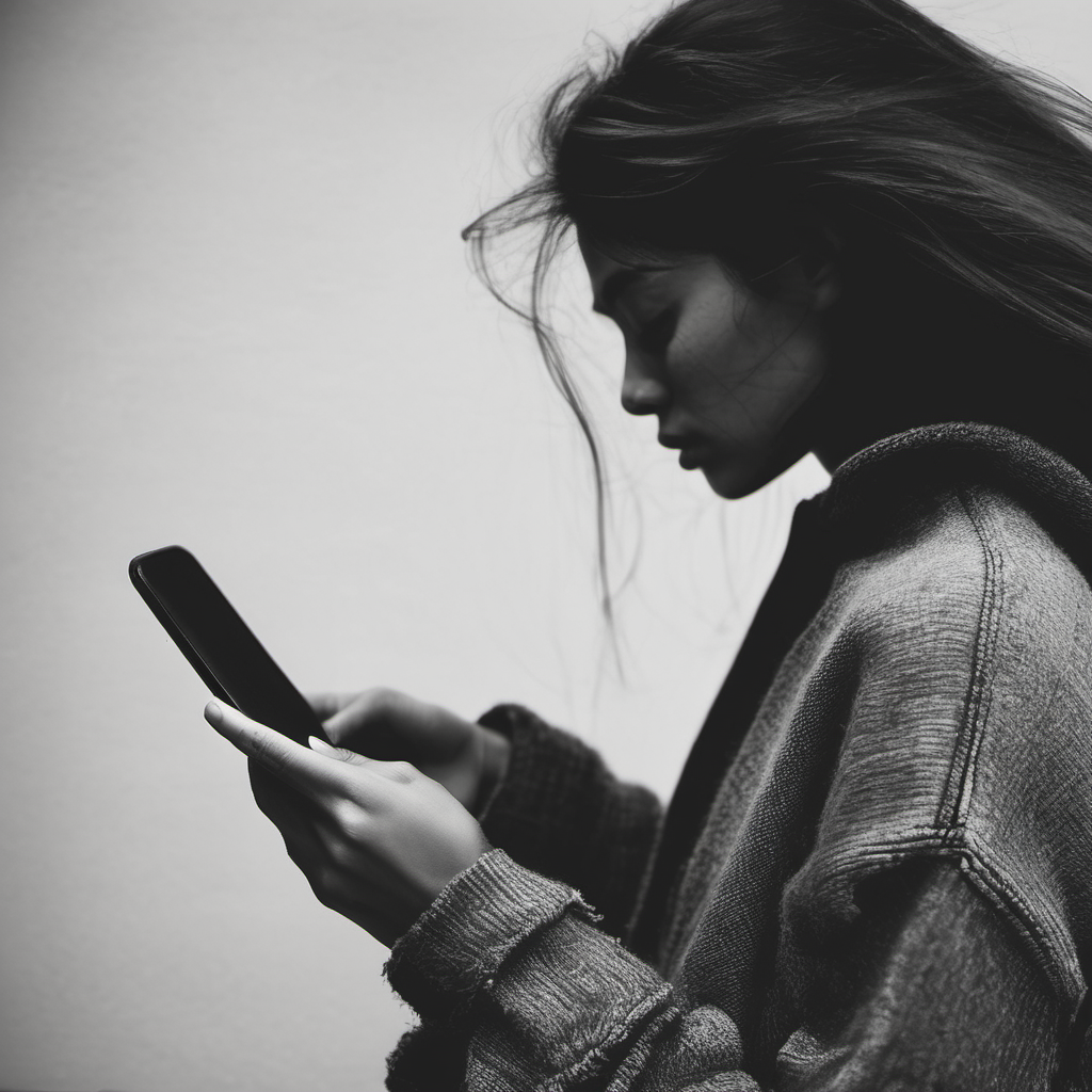Photo of a woman looking at her phone
